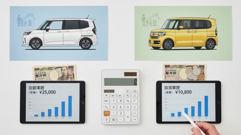 税金」や「維持費」などコスト面の比較