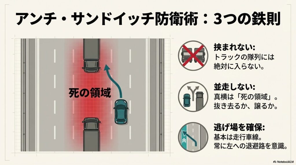 トラックに挟まれないためのアンチ・サンドイッチ防衛術3つの鉄則