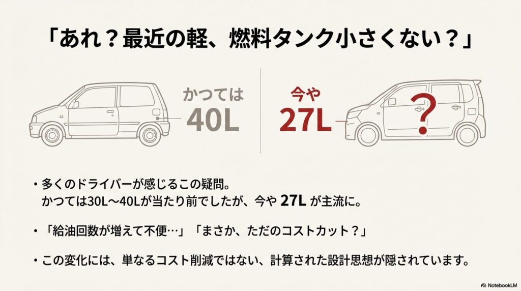 なぜ軽自動車のガソリンタンクは小さいのか