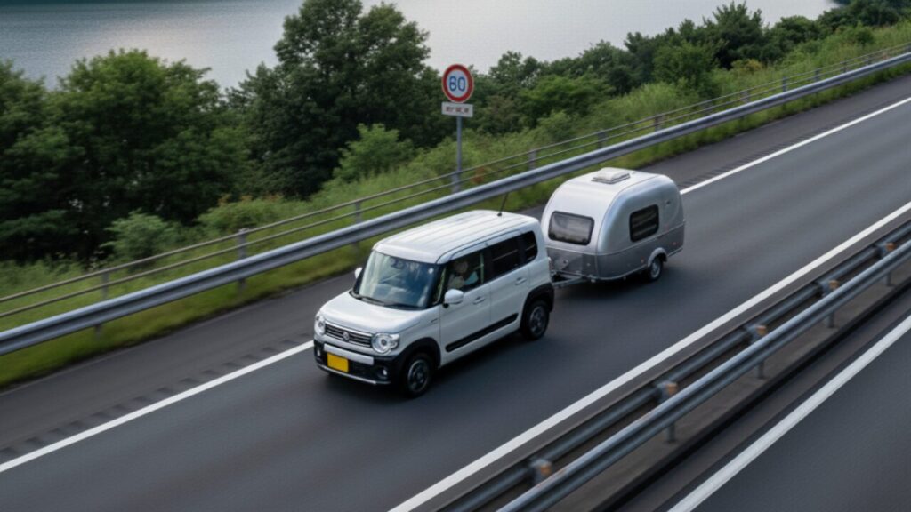 軽自動車でトレーラー牽引時は80キロ制限