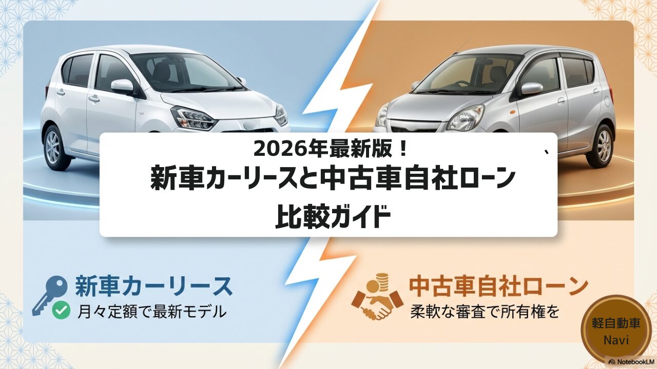 新車カーリースと中古車自社ローンの比較を解説する、2026年最新版のガイド資料の表紙画像