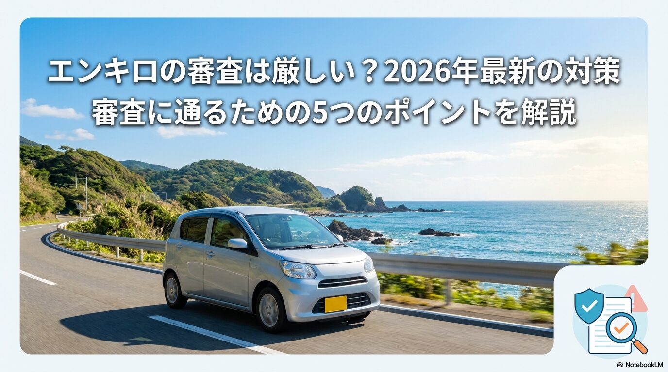 エンキロの審査は厳しい？2026年最新の審査対策と5つの通過ポイントを解説したスライド