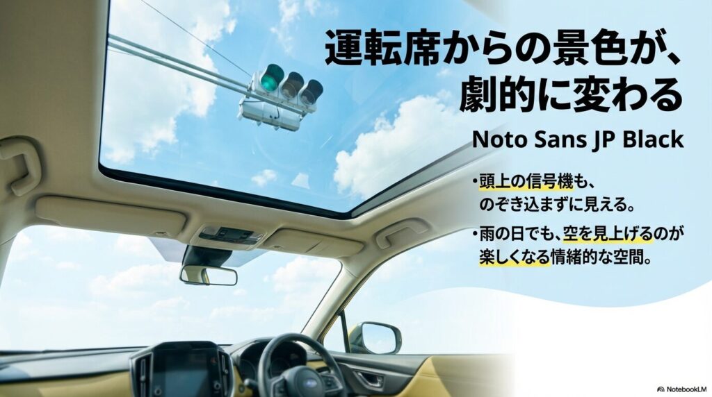 タフトの運転席から見上げた景色。信号機を覗き込まずに確認できる高い視認性と開放的な空間