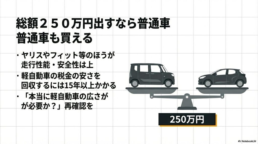 タントカスタムの価格で買えるヤリスやフィット等の普通車との性能・税金比較