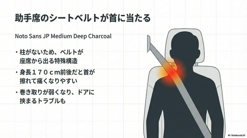 タントのシート内蔵式シートベルトが首に擦れる原因とトラブルのまとめ