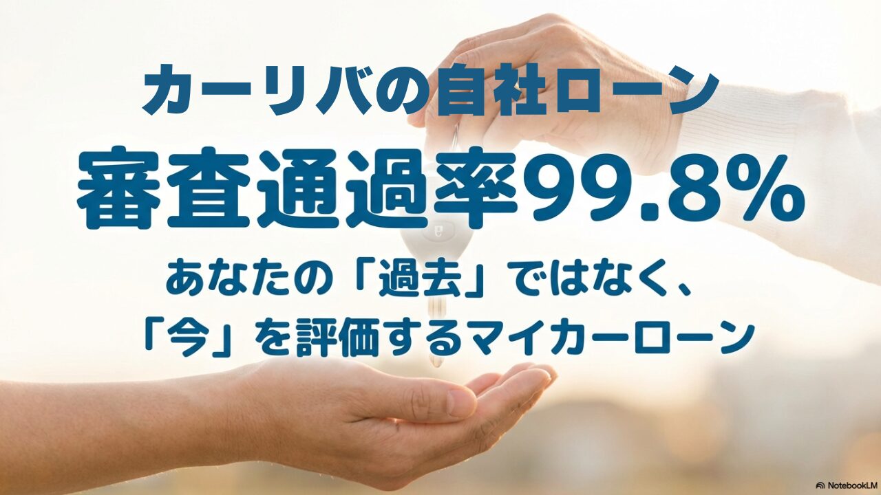 カーリバの審査通過率99.8％を伝えるメインスライド画像