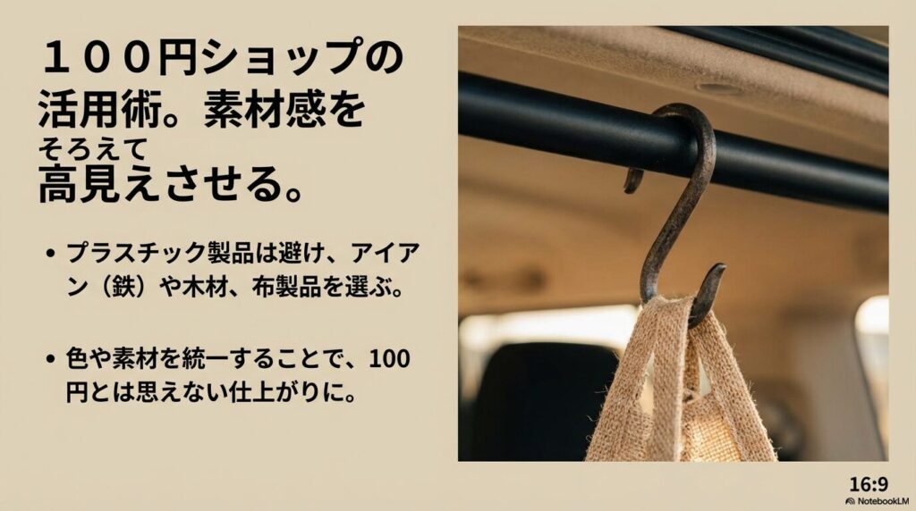 プラスチックを避け、木材やアイアン素材を統一して高見えさせる100均カスタムのコツ