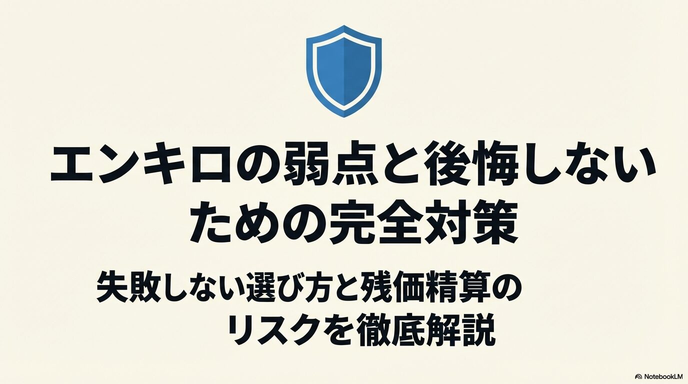 エンキロの弱点を把握し後悔しないための対策をまとめた表紙スライド