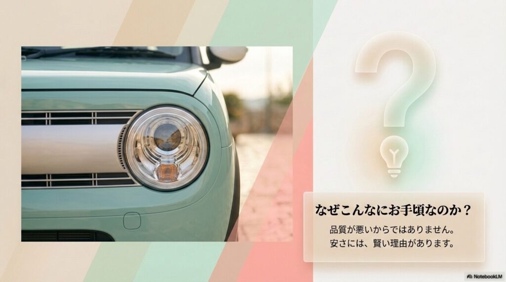 ラパンがなぜお手頃なのか、品質の悪さではなく賢い理由があることを説明するイメージ画像