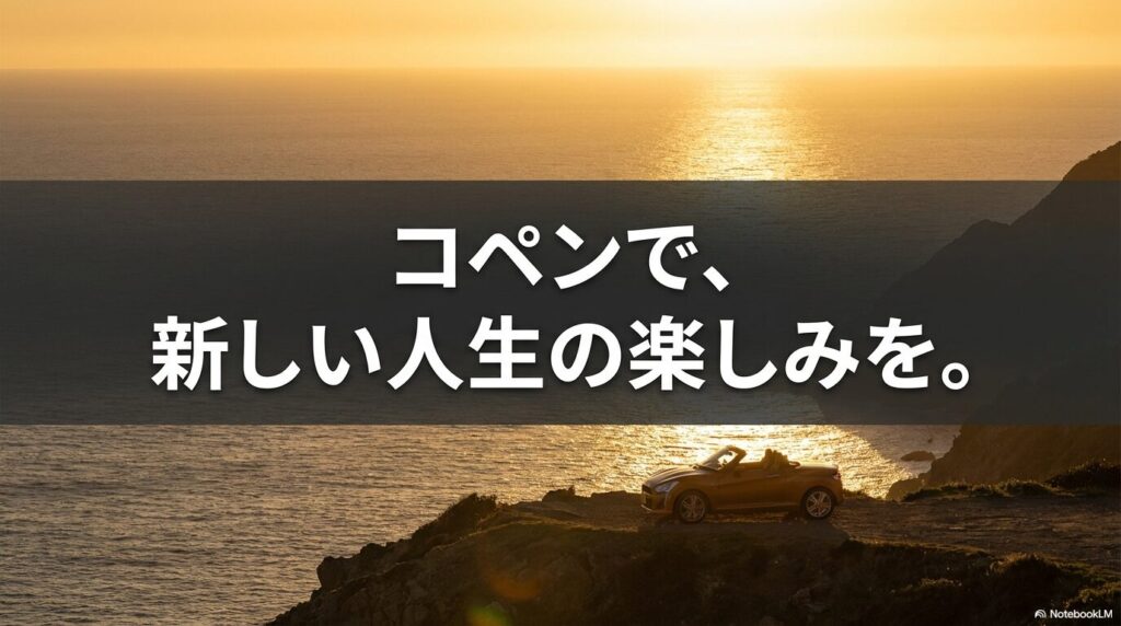 「道楽ではなく、人生を豊かにする賢い選択。」という結論を述べるスライド画像