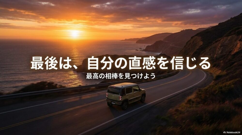 最後は自分の直感を信じてハスラー タフワイルドの最高の相棒を見つけようと結ぶエンディングスライド